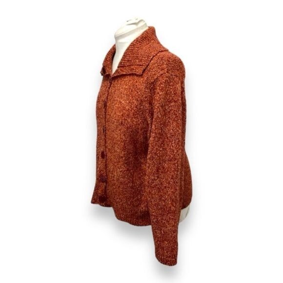 SML Sport Vintage Women’s Button Front Chunky Cardigan Sweater, Rust, size XL - Picture 3 of 7